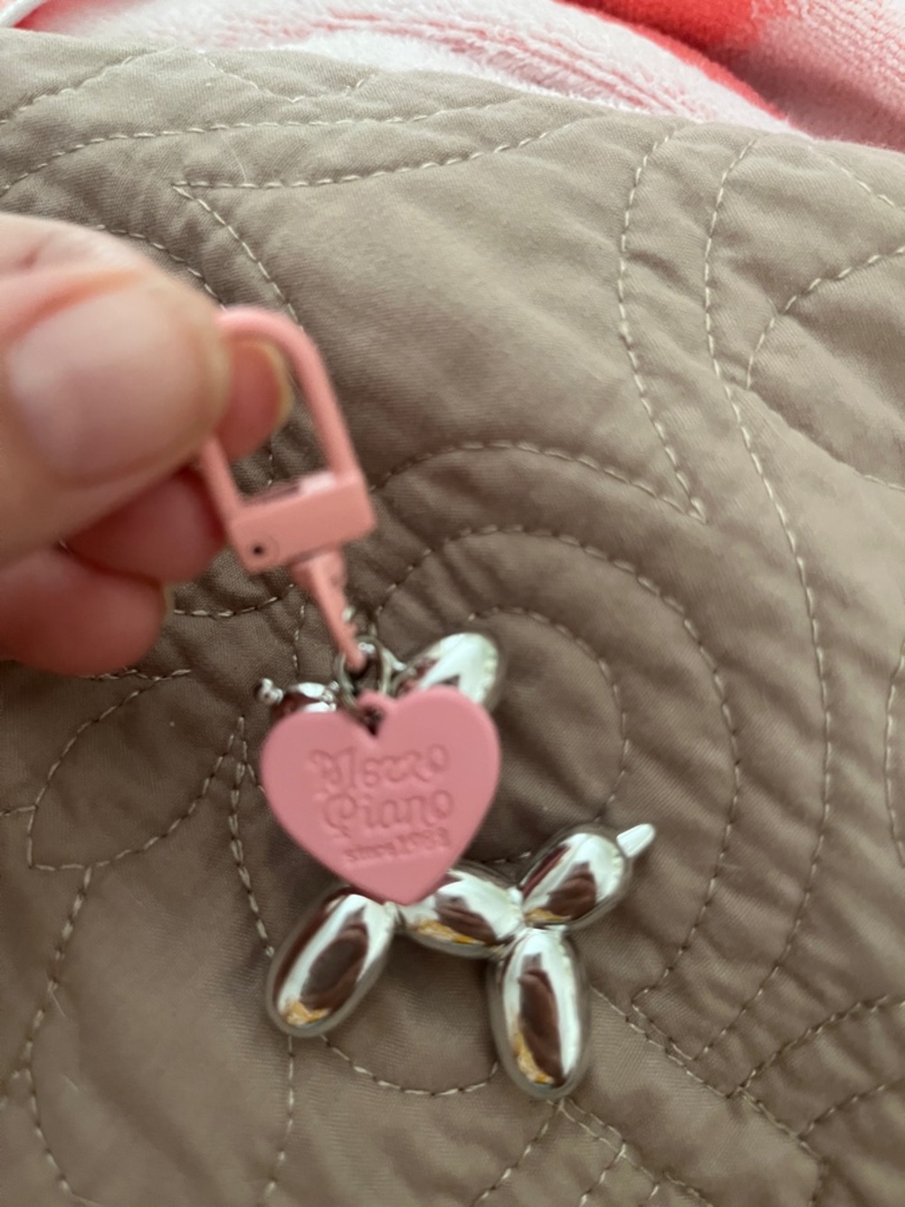 Moschino Pink and Silver Balloon Dog Key Charm - Picture 2 of 5